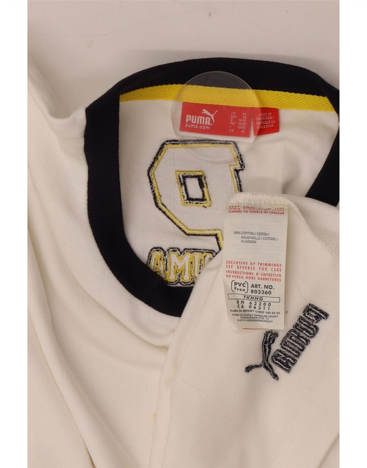 Puma Mens Graphic Top Manga Longa XL Branco Algodão