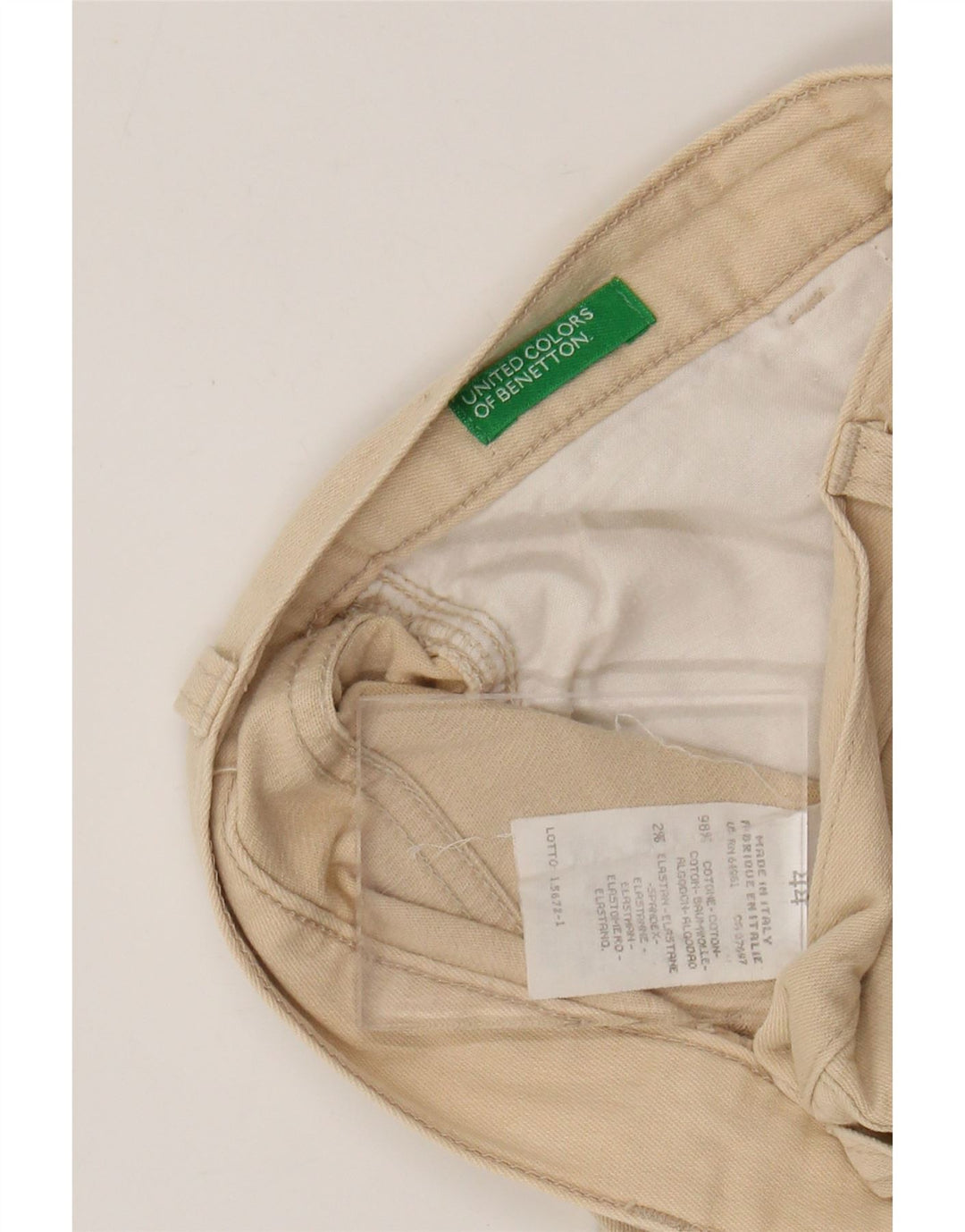 Calça feminina cortada de cintura alta BENETTON IT 44 médio W26 L24 bege