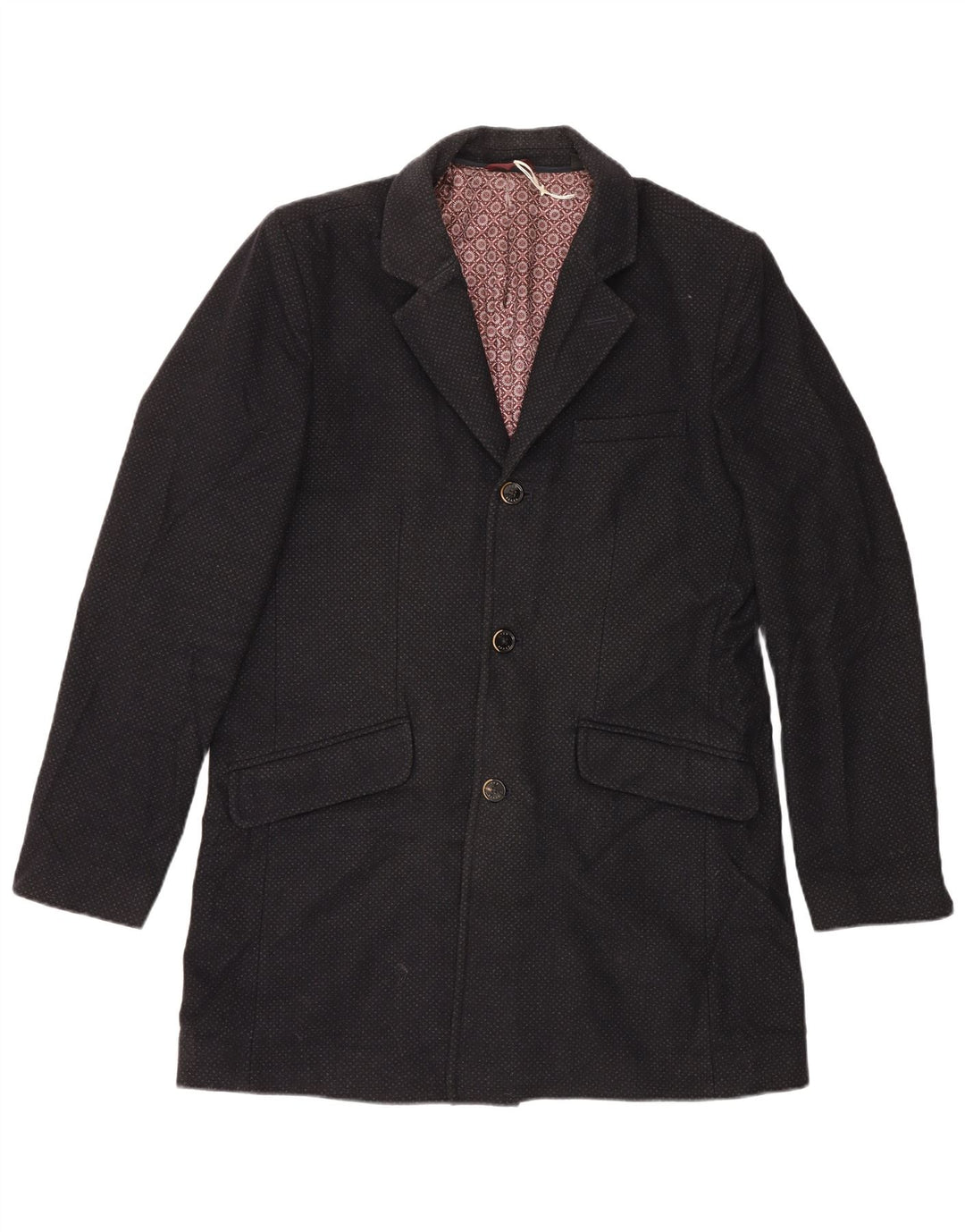 Sobretudo masculino Ted Baker tamanho 5 XL lã manchada preta