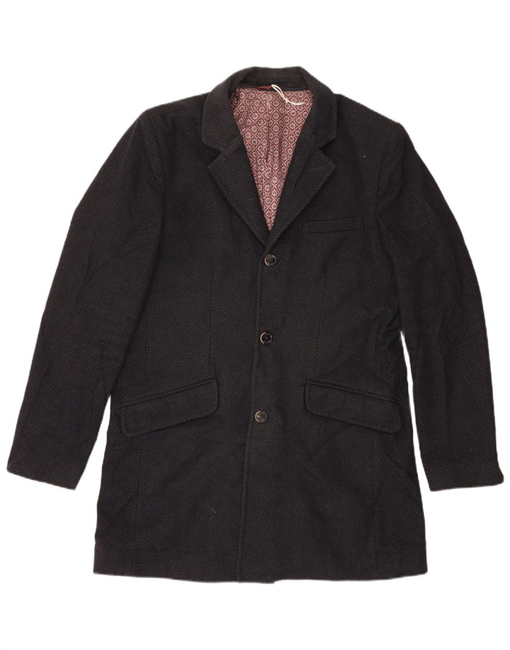 Sobretudo masculino Ted Baker tamanho 5 XL lã manchada preta