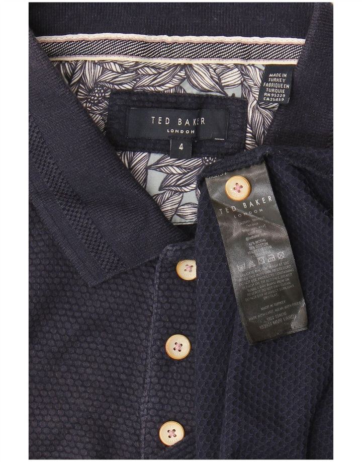 Camisa polo masculina Ted Baker tamanho 4 grande azul marinho modal
