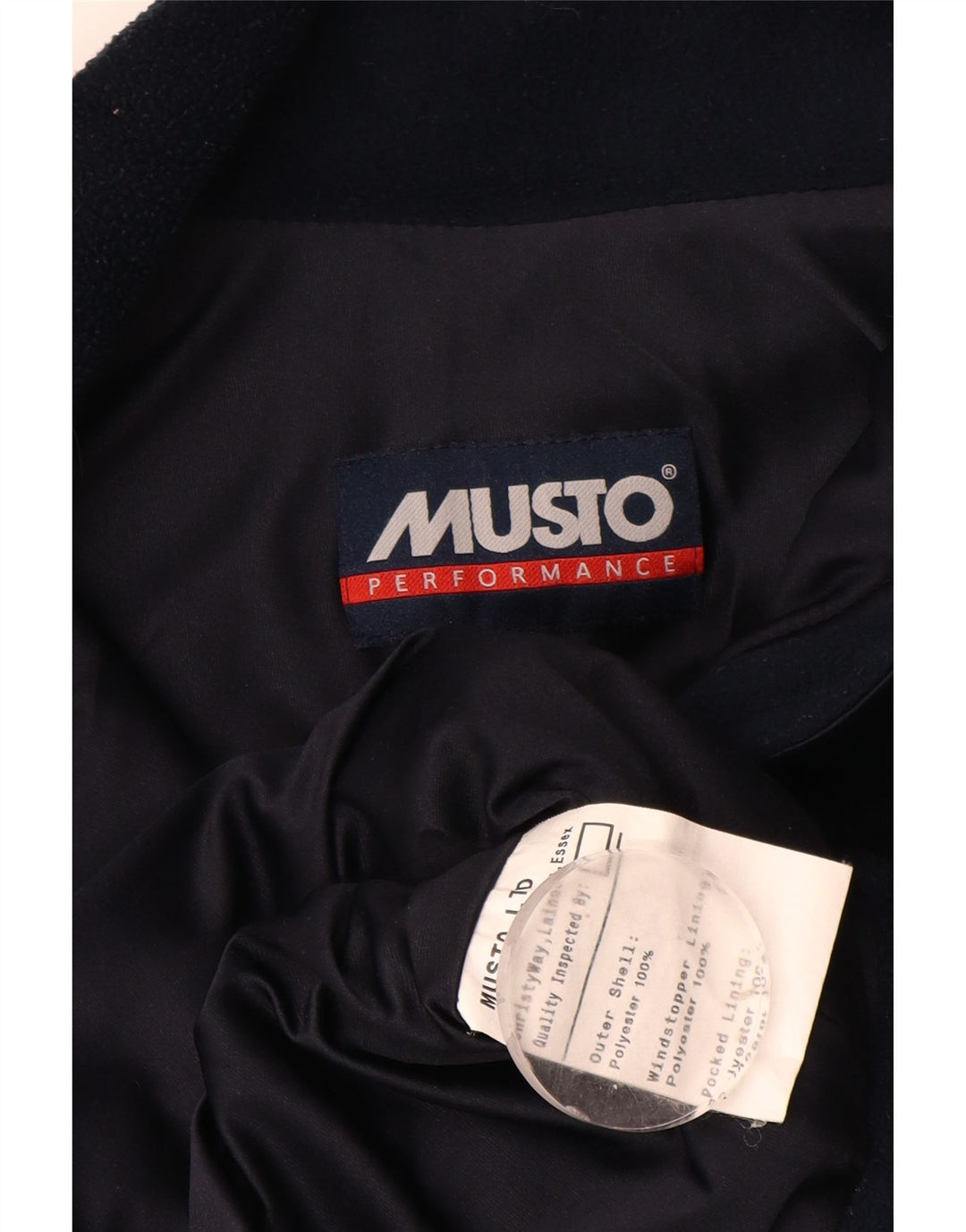 Jaqueta de lã masculina Musto Reino Unido 40 grande poliéster azul marinho