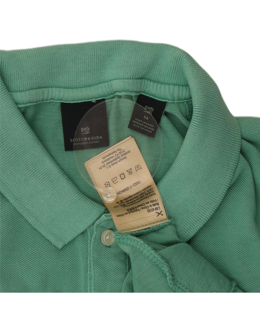 Camisa polo masculina SCOTCH & SODA Amsterdam Couture de algodão verde médio