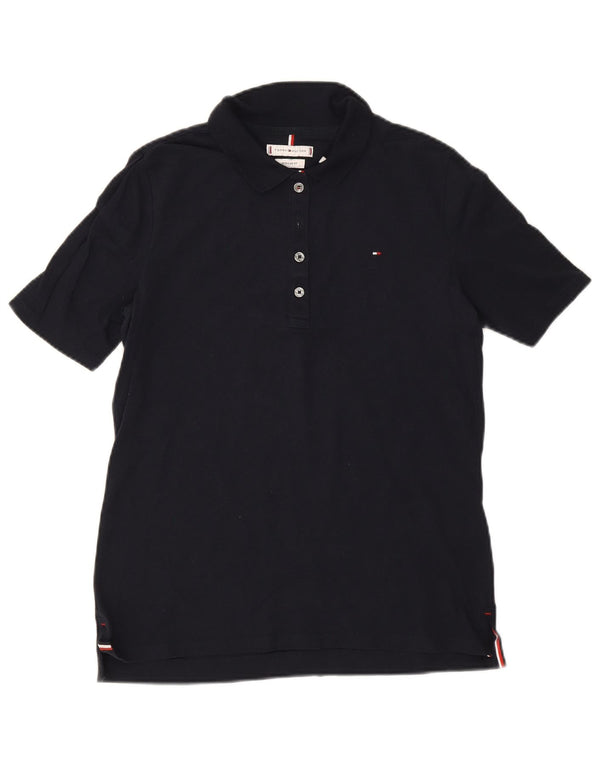 Camisa polo feminina Tommy Hilfiger Regular Fit Reino Unido 12 algodão azul marinho médio