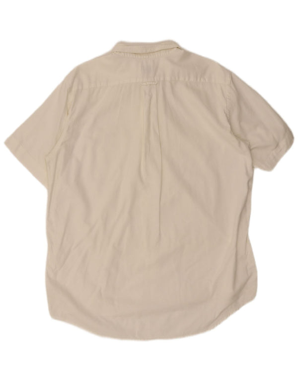 Lacoste camisa masculina de manga curta tamanho 42 grande algodão branco