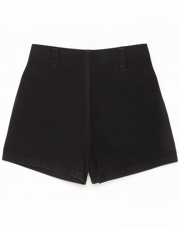 Shorts femininos vintage de cintura alta pequenos W26 Preto