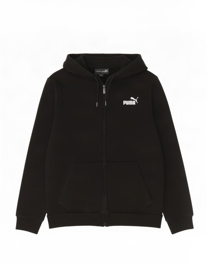 Suéter Puma masculino com capuz e zíper médio preto algodão