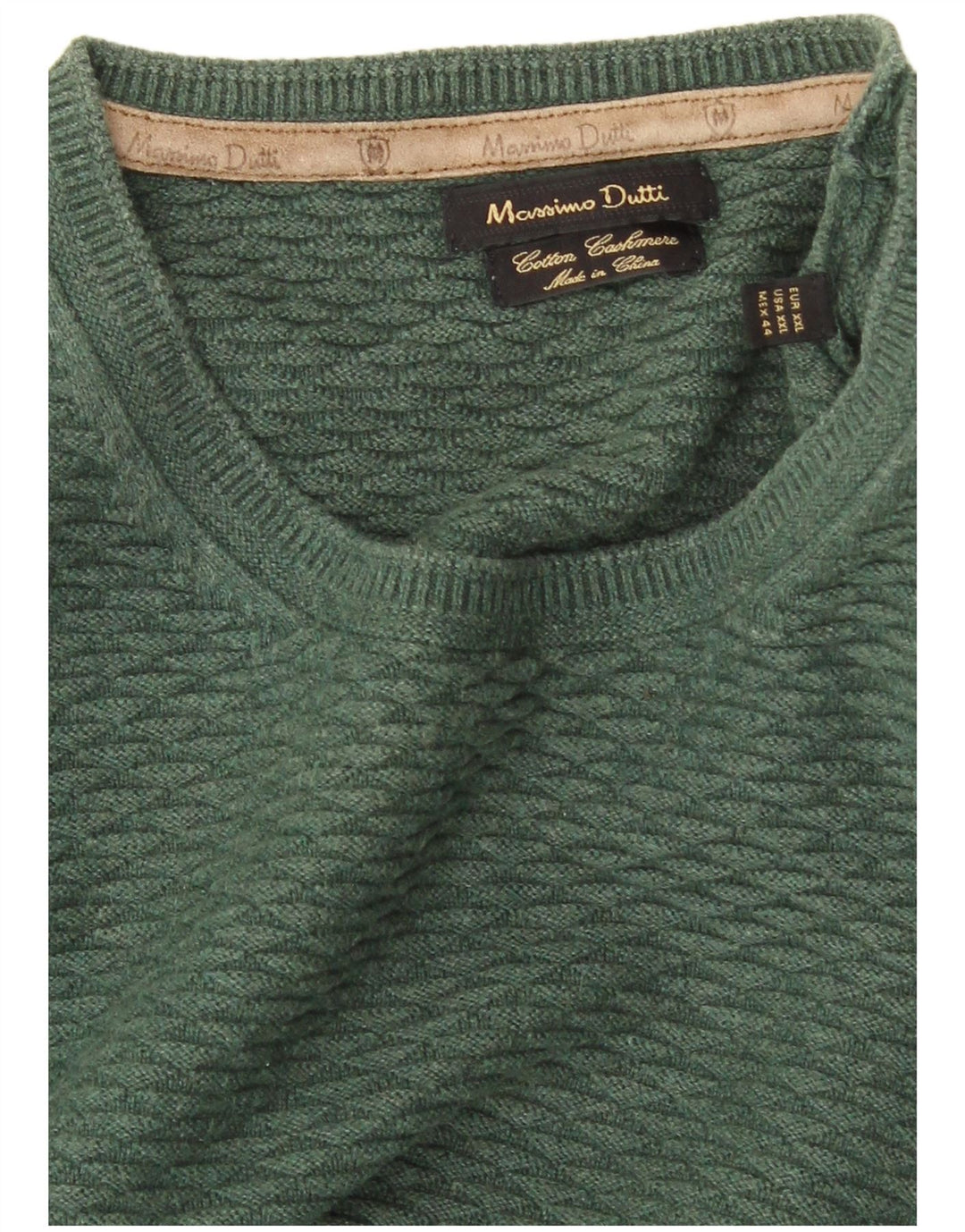 MASSIMO DUTTI Suéter Masculino Gola Redonda 2XL Verde Algodão
