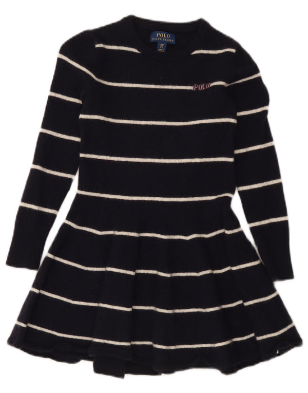 Polo Ralph Lauren Vestido Jumper Meninas 6-7 Anos Pequeno Listrado Azul Marinho