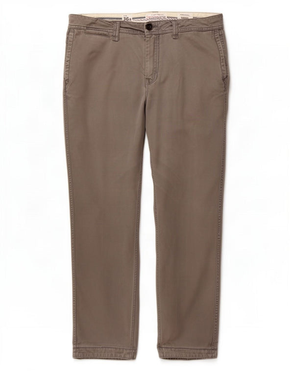 Calça Chino Reta Masculina Fat Face W36 L31 Algodão Cinza
