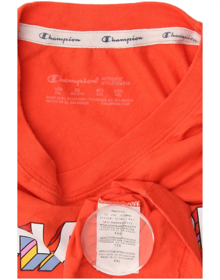 Camiseta feminina com estampa CHAMPION UK 20 2XL algodão laranja