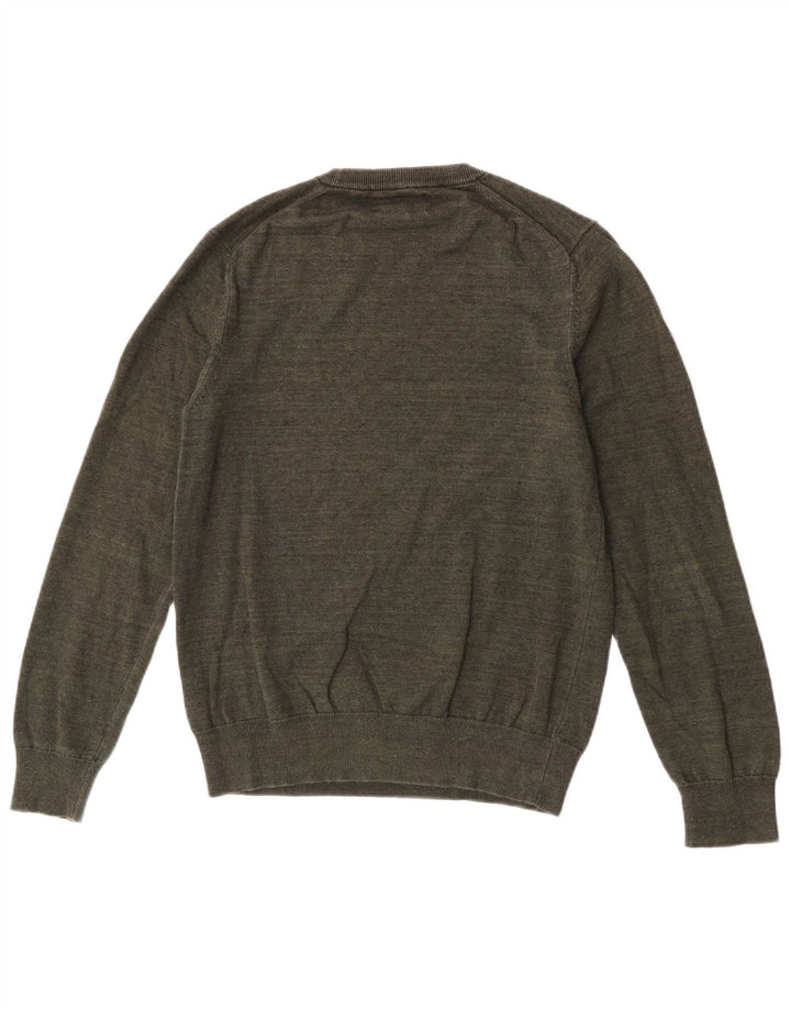 Suéter masculino Marks & Spencer com gola redonda, algodão cáqui médio