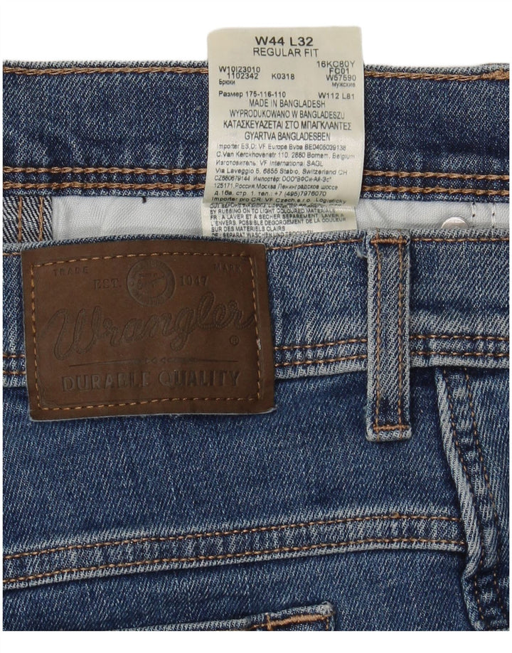 Jeans recortados masculinos WRANGLER com ajuste regular W44 L26 algodão azul