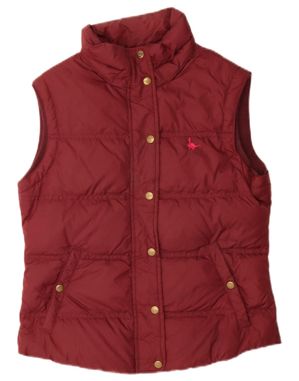 Colete acolchoado feminino Jack Wills UK 10 pequeno nylon borgonha