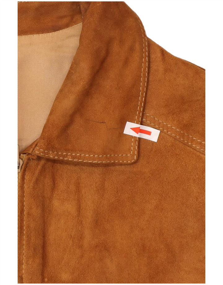 Jaqueta bomber masculina vintage de camurça IT 48 marrom médio
