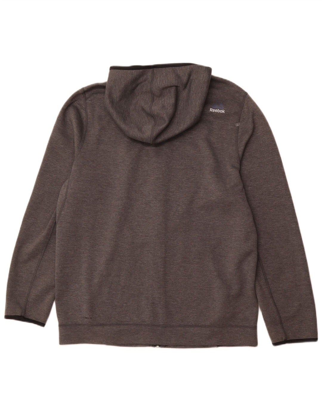 Suéter masculino com capuz e zíper REEBOK poliéster cinza grande
