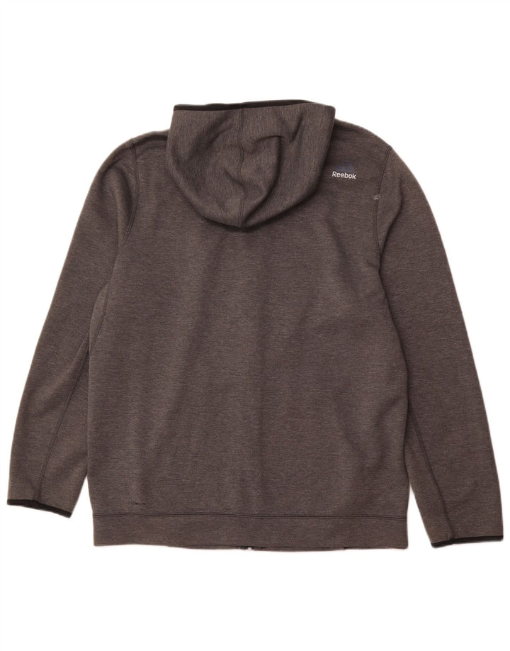 Suéter masculino com capuz e zíper REEBOK poliéster cinza grande