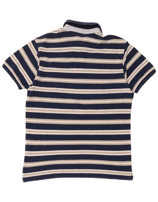 Camisa polo masculina Brooksfield IT 52 grande algodão listrado azul marinho