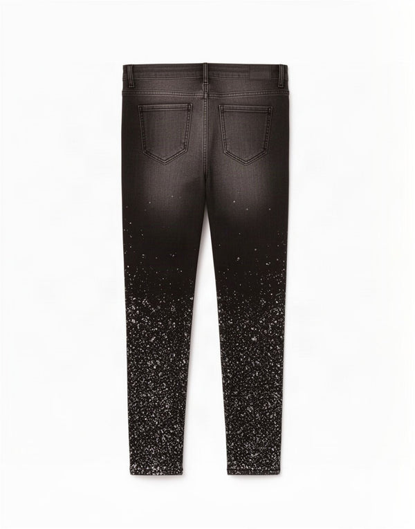 Zara Womens Crop Slim Jeans EU 38 Pequeno W28 L25 Preto Manchado