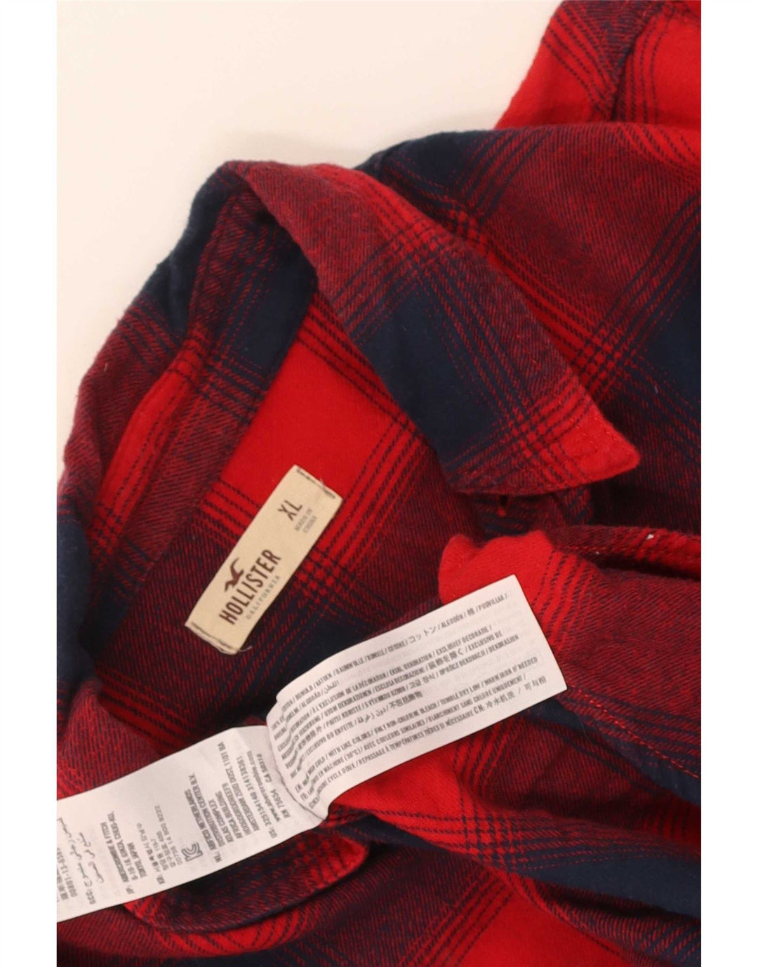 Camisa masculina de flanela Hollister XL de algodão xadrez vermelho