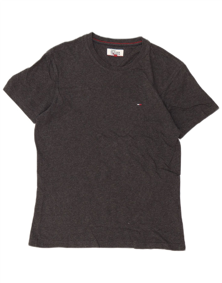 Camiseta masculina Tommy Hilfiger top pequeno algodão cinza