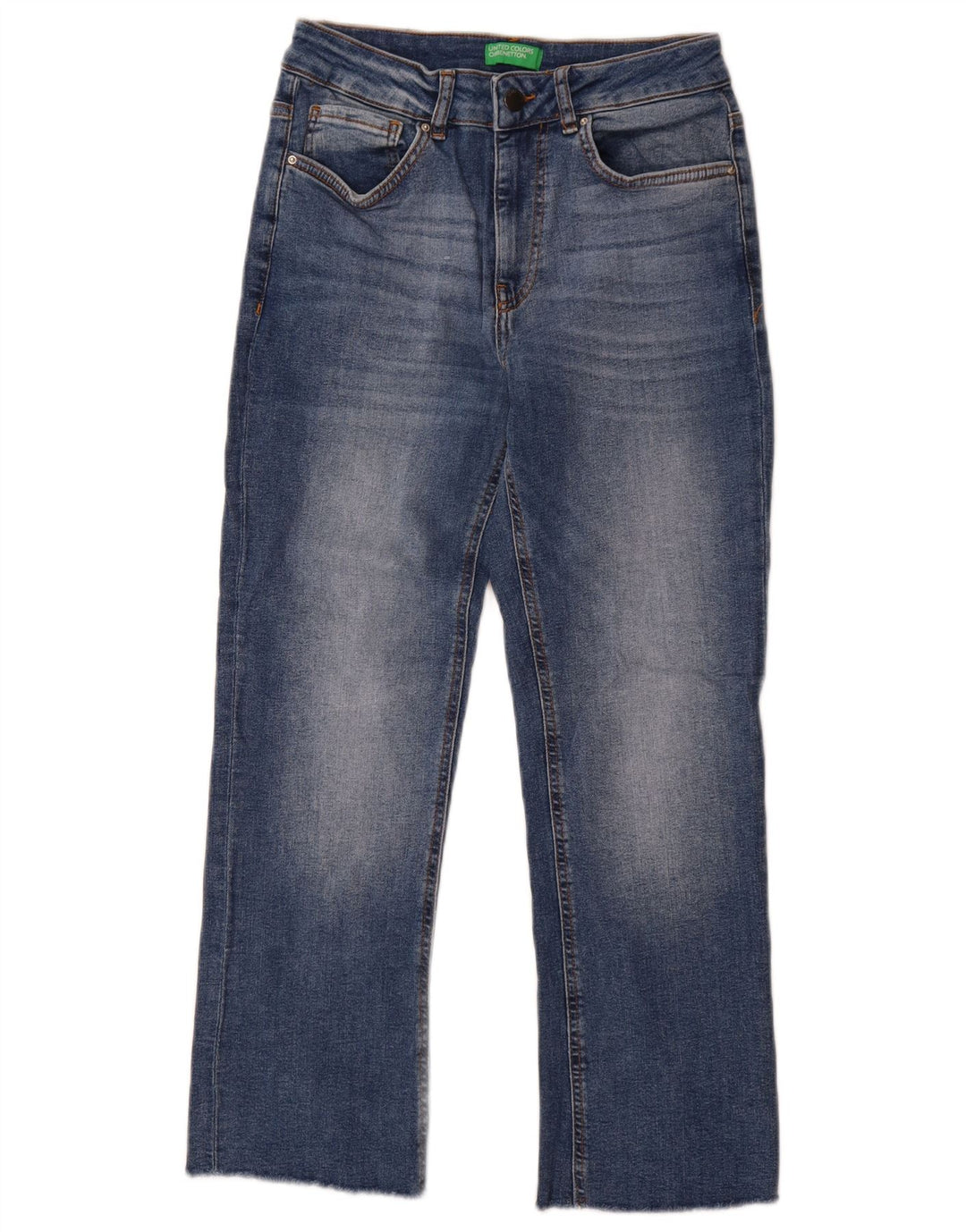 Jeans retos femininos Benetton W28 L28 algodão azul