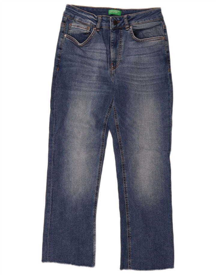 Jeans retos femininos Benetton W28 L28 algodão azul
