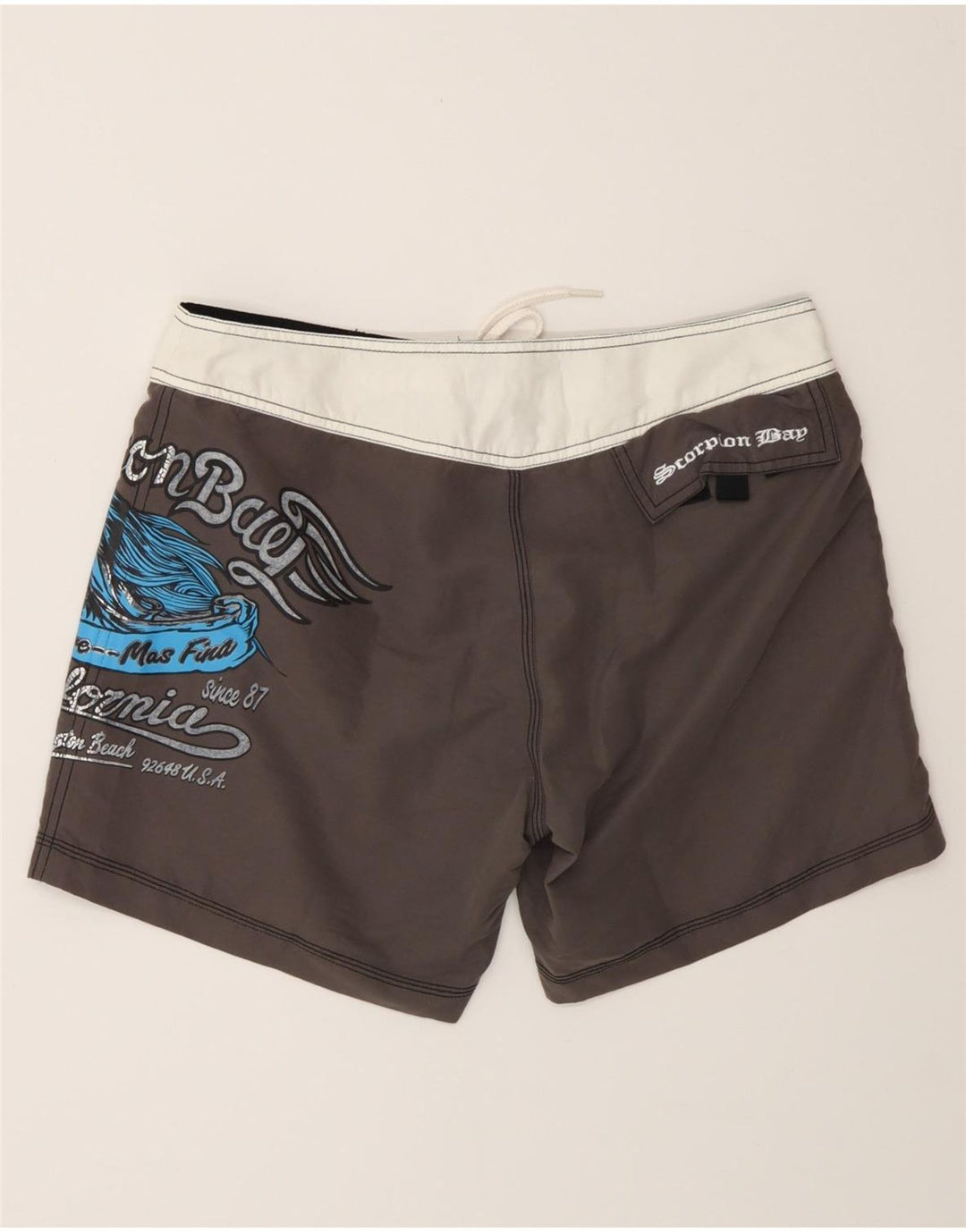 Shorts de natação masculino Scorpion Bay gráfico cinza médio bloco colorido