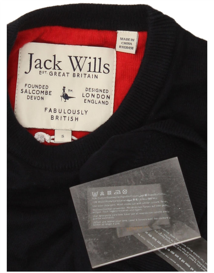 Suéter masculino JACK WILLS com gola redonda e algodão azul marinho pequeno