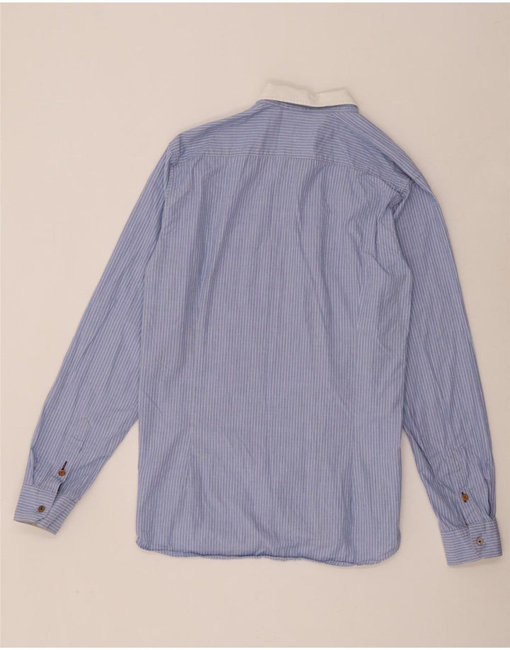Camisa masculina Ted Baker tamanho 5 XL algodão listrado azul