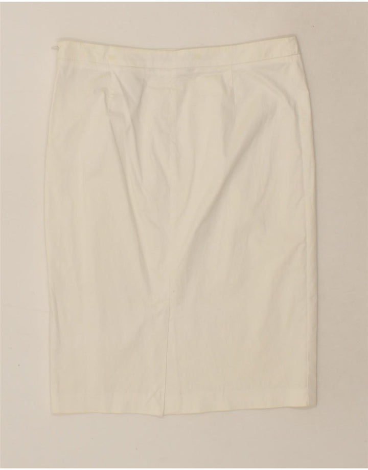 MOSCHINO Womens Straight Skirt US 10 Large W30 White Cotton Vintage Moschino and Second-Hand Moschino from Messina Hembry 
