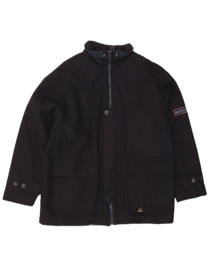 Casaco corta-vento masculino de ajuste solto Alexander's Reino Unido 38 lã azul marinho médio
