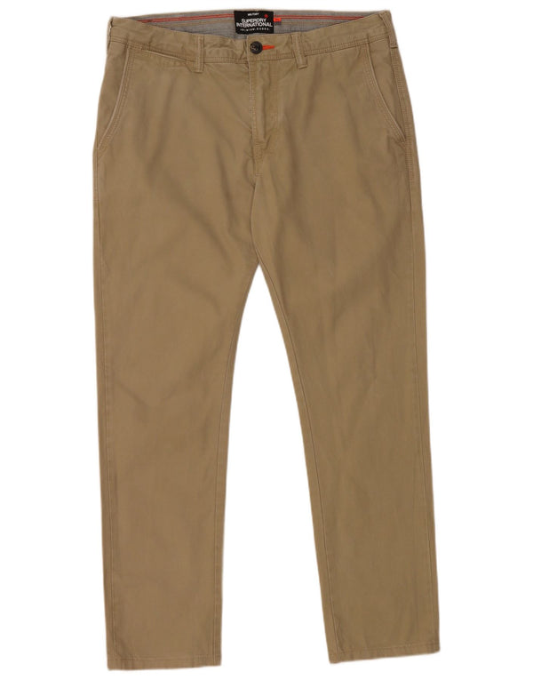 Calça Chino Superdry Masculina Slim W31 L28 Algodão Bege