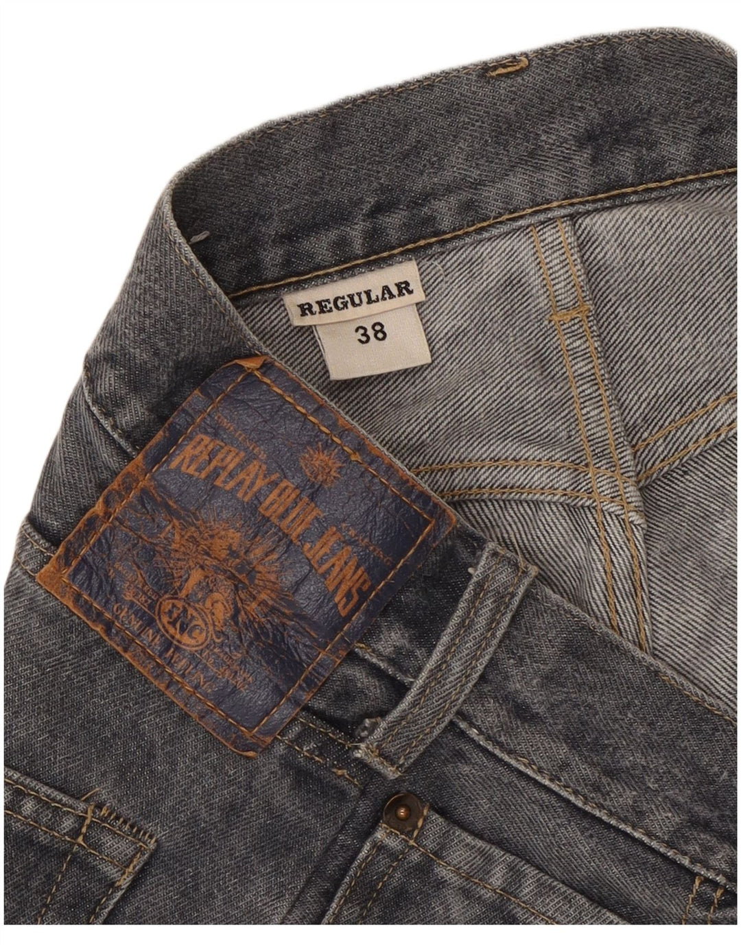 REPLAY Calça jeans feminina cintura alta regular reta UE 38 médio W30 L32 azul
