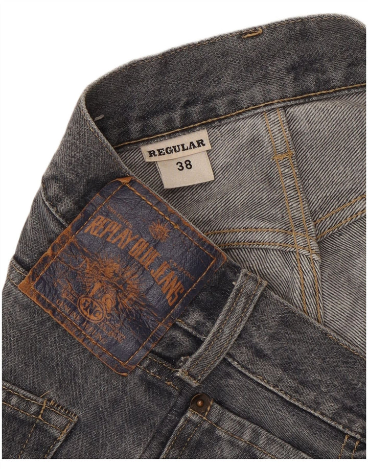 REPLAY Calça jeans feminina cintura alta regular reta UE 38 médio W30 L32 azul