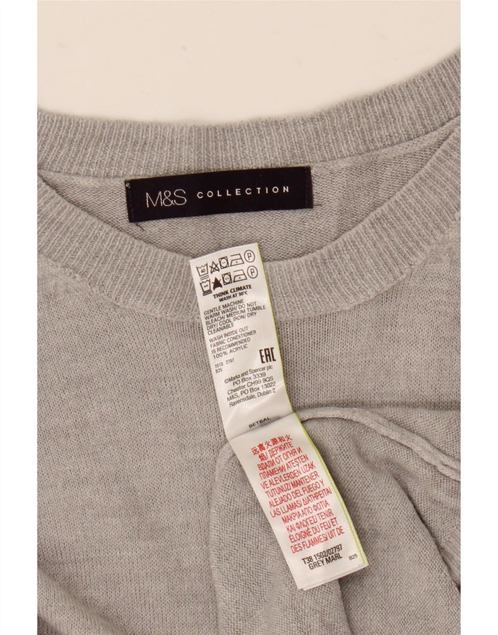 Suéter feminino Marks & Spencer com gola canoa Reino Unido 12 cinza médio acrílico