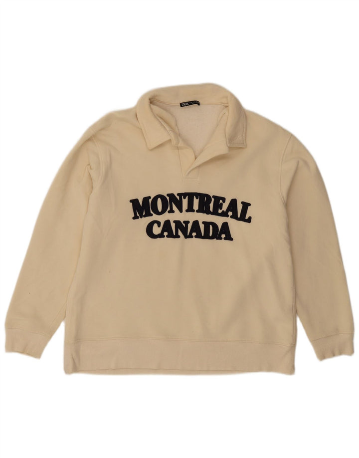 ZARA moletom gráfico masculino jumper médio off white algodão
