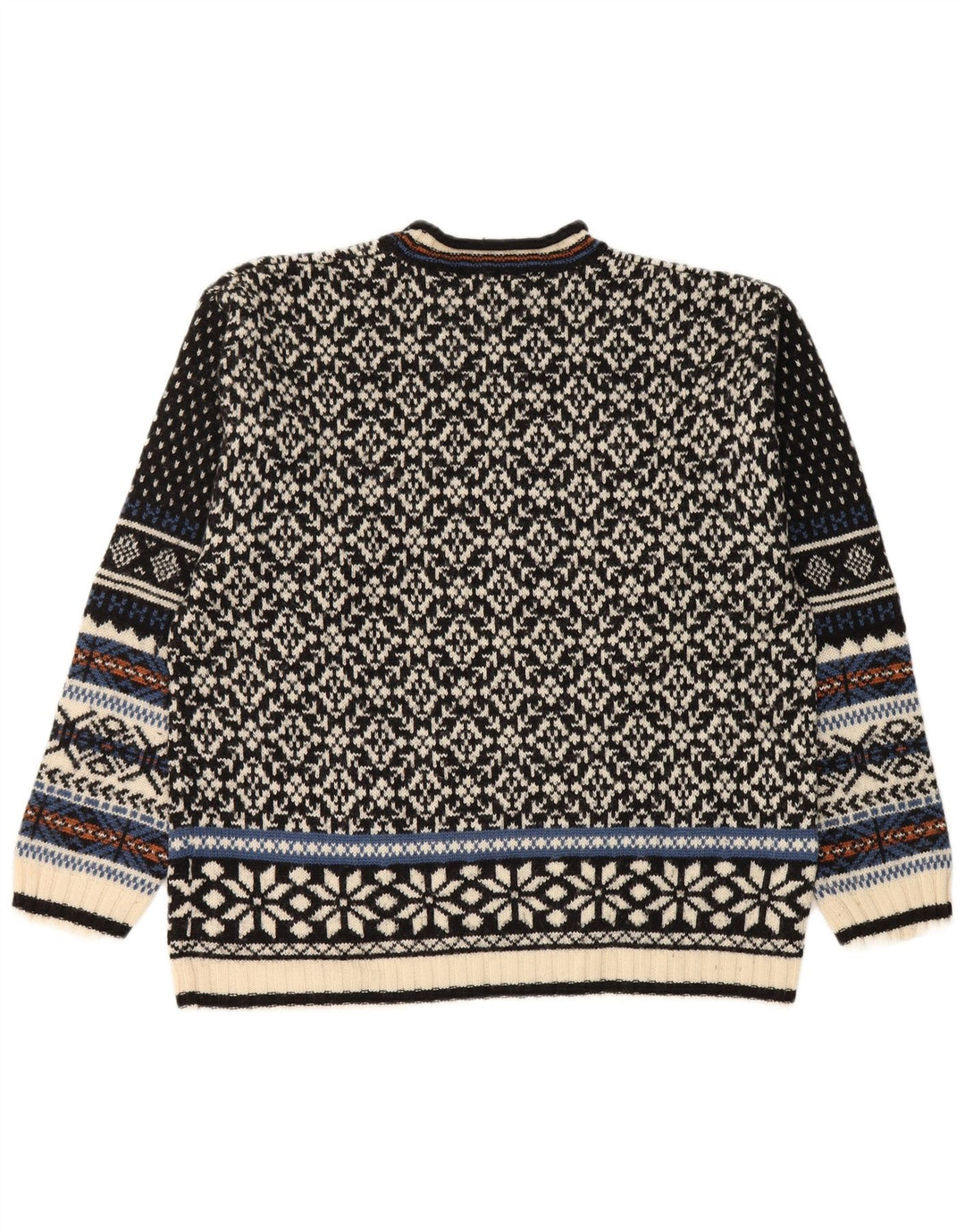 Suéter masculino Lerros com gola redonda, médio, preto, lã Fair Isle