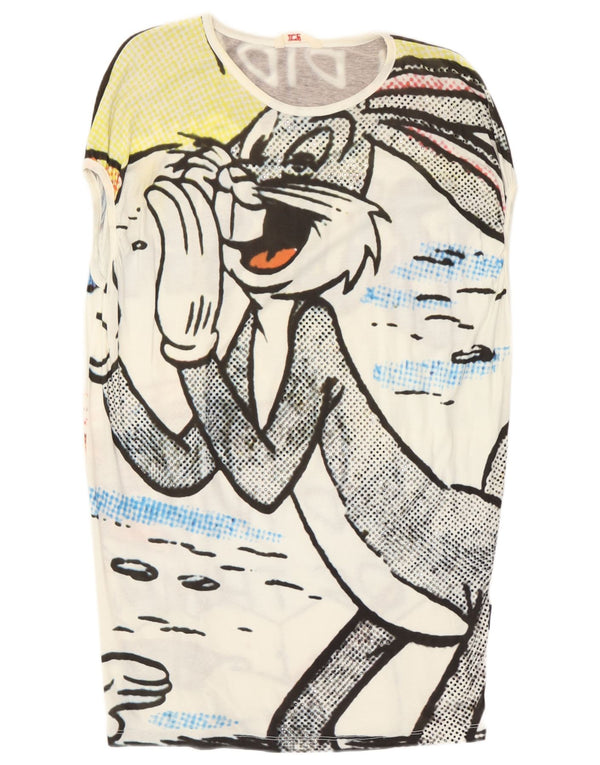 Camiseta feminina Iceberg Bugs Bunny estampada Reino Unido 12 desenho branco médio