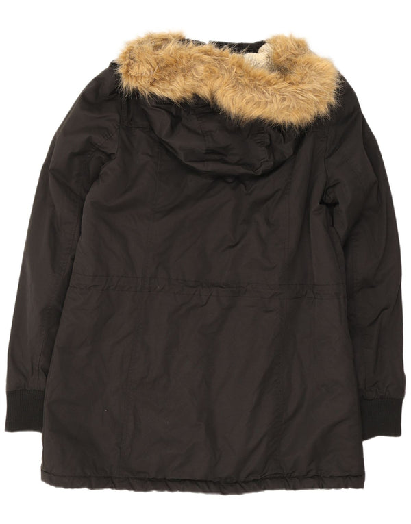 Jaqueta feminina Levi's militar com capuz Sherpa Parka Reino Unido 14 médio algodão preto