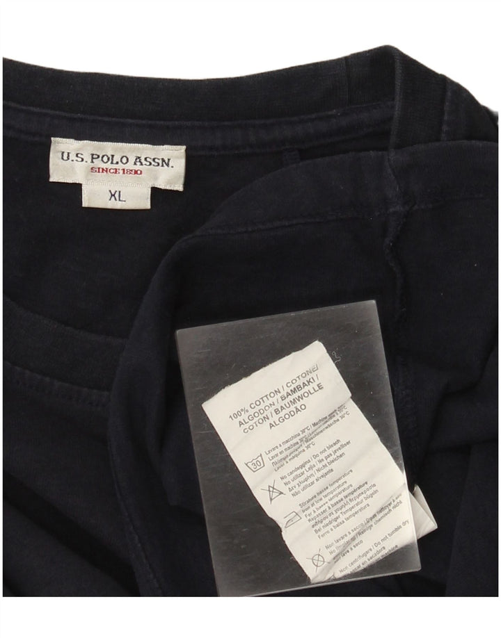 US Polo Assn. Top masculino manga comprida XL azul marinho algodão