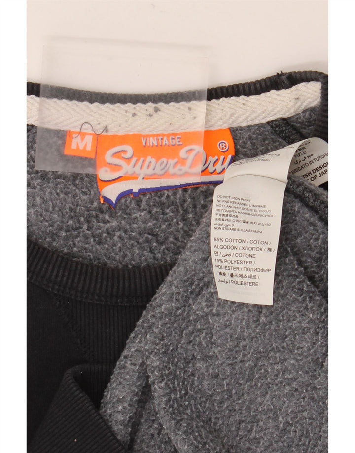 Superdry moletom gráfico masculino jumper médio algodão preto