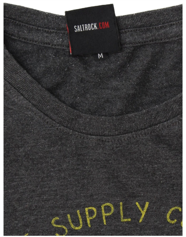 Camiseta masculina com estampa SALTROCK algodão cinza médio