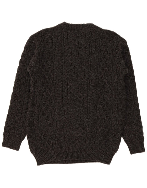 Suéter feminino Irelands Eye com gola redonda Reino Unido 18 XL lã merino cinza