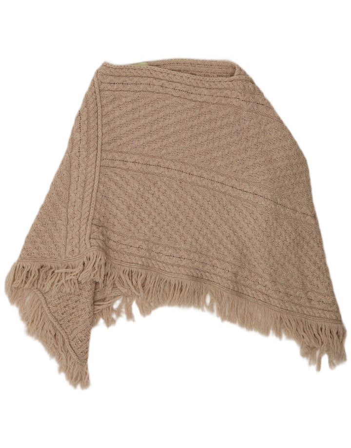 Aran Poncho Jumper feminino tamanho único bege