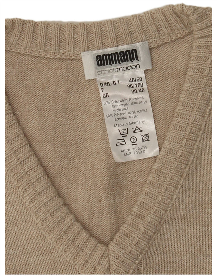 Strickmoden Mens Vest Tank Top UK 38/40 Médio Bege Poliacrílico Geométrico