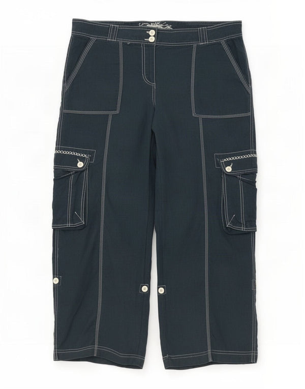 Calça cargo feminina Marks & Spencer UK 16 grande W36 L28 azul marinho