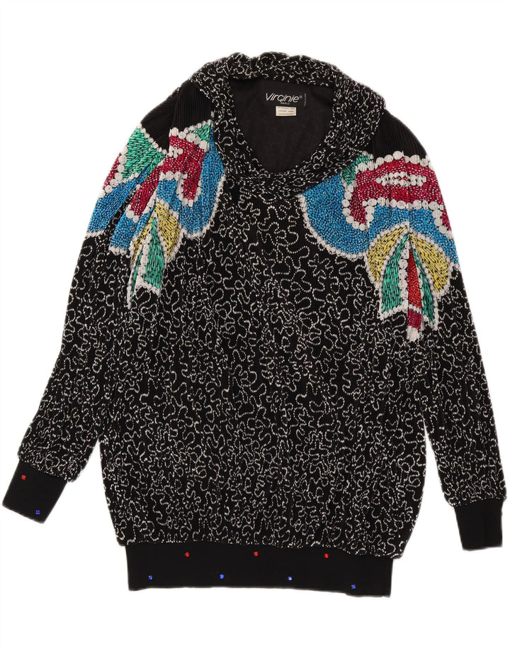 VIRGINIE Suéter feminino grande com decote em V Reino Unido 18 XL preto