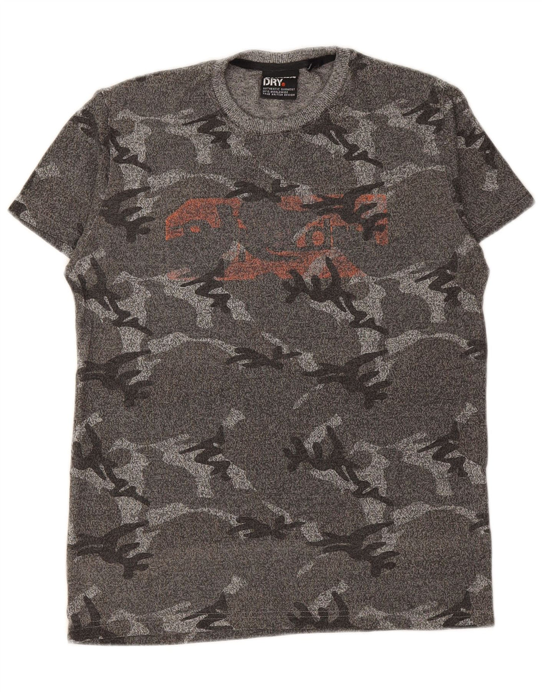 Camiseta masculina gráfica SUPERDRY top pequeno algodão camuflado cinza