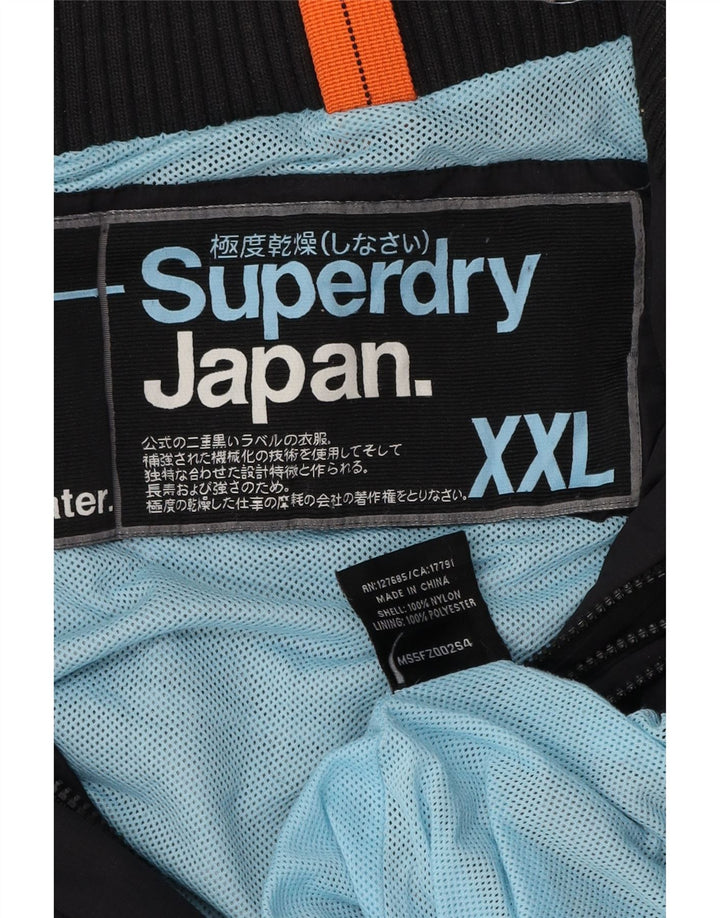 Jaqueta de chuva gráfica feminina Superdry UK 20 2XL poliéster azul marinho